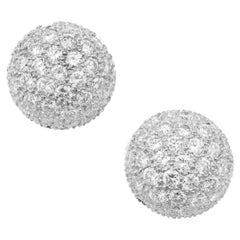 1.50 Carat Diamond High Dome Cluster 18k White Gold Earrings