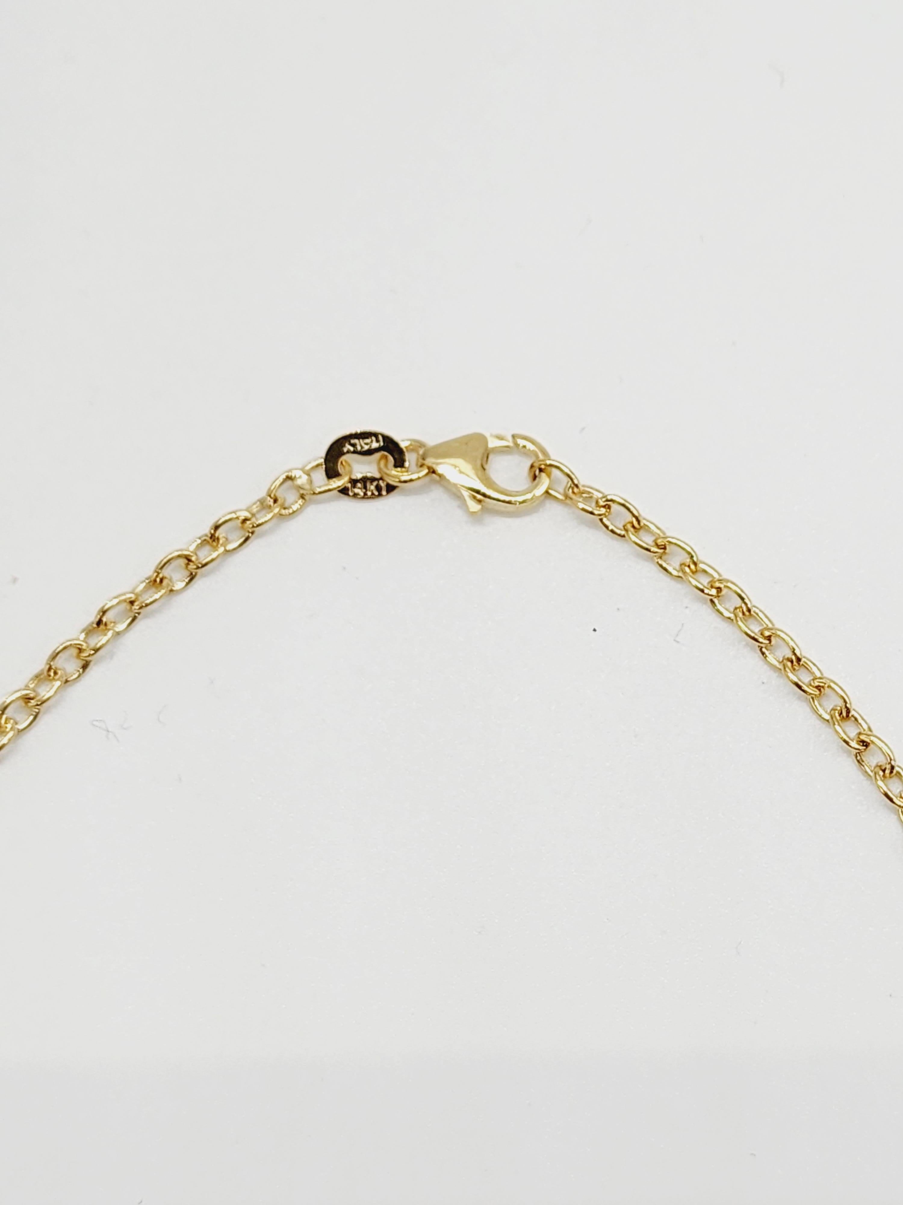 Women's or Men's 1.50 Carat Diamond Mini Illusion Necklace 14 Karat Yellow Gold 16'' For Sale