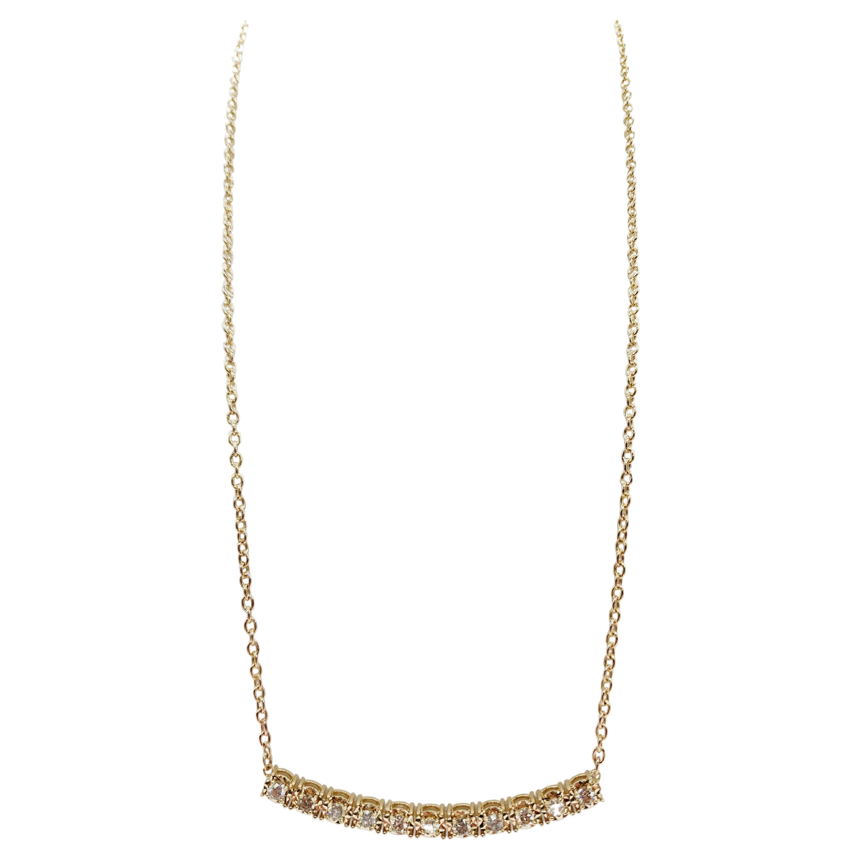 1.50 Carat Diamond Mini Illusion Necklace 14 Karat Yellow Gold 20'' For Sale