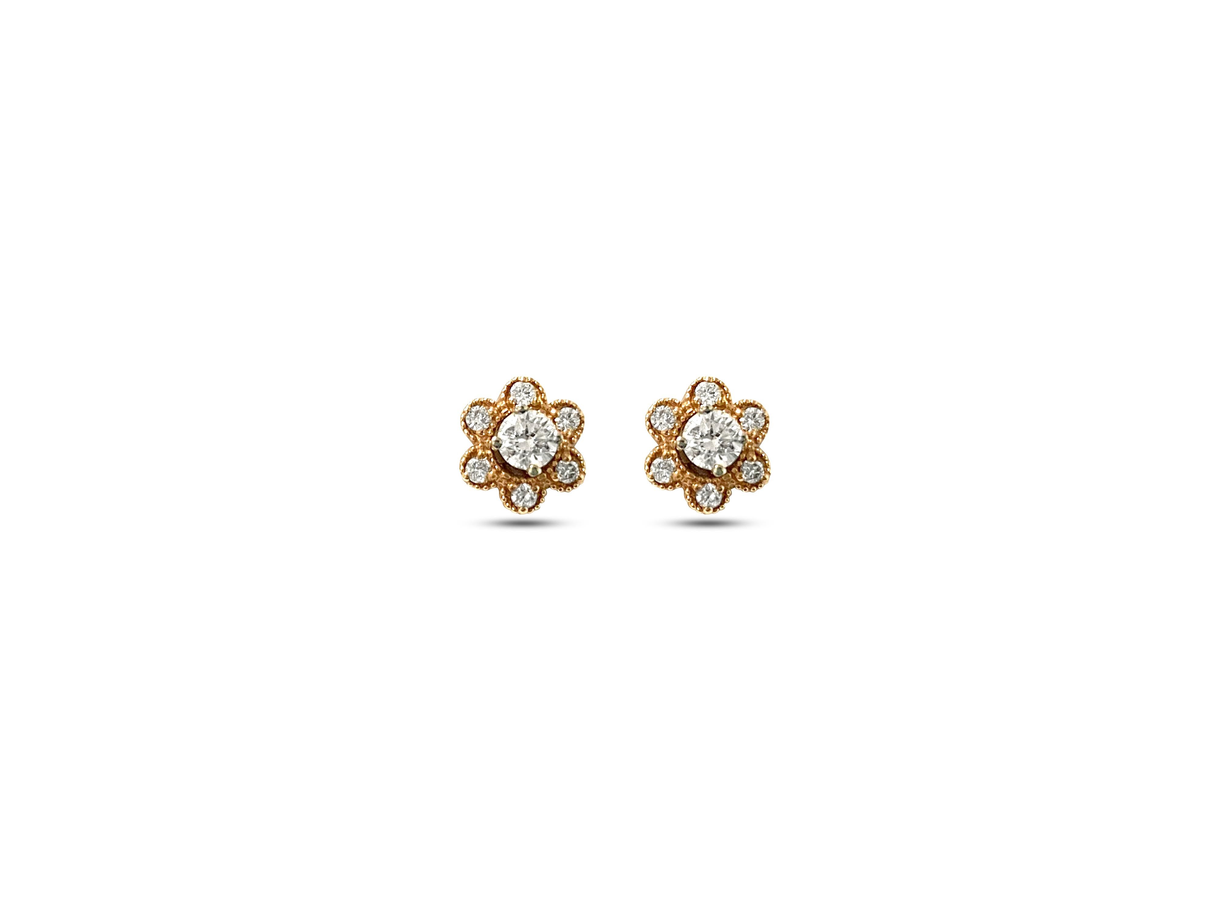 Round Cut 1.50 Carat Diamond Multi Style Earrings and Stud in 14 Karat Two-Tone Gold For Sale