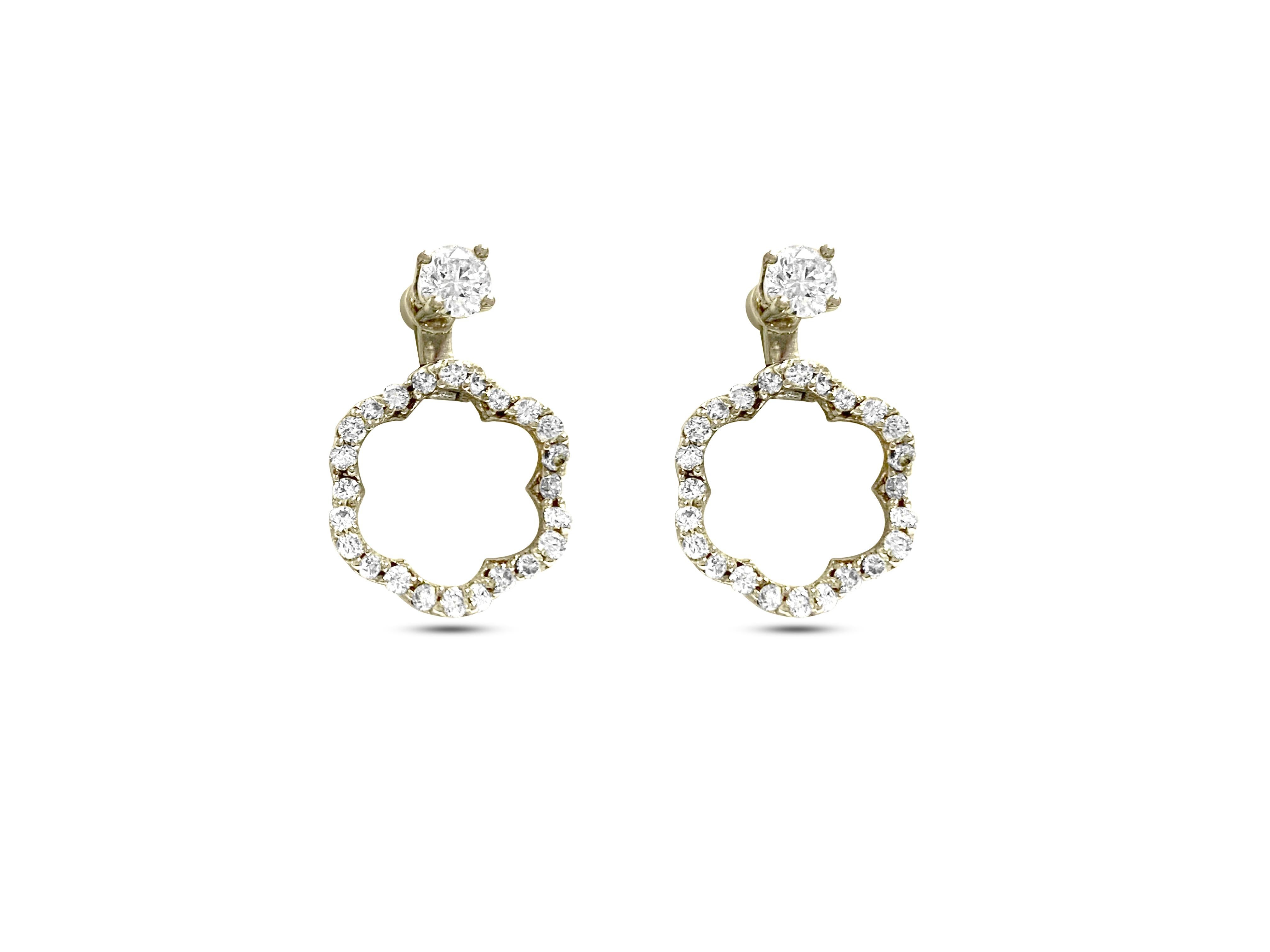 Women's 1.50 Carat Diamond Multi Style Earrings and Stud in 14 Karat Two-Tone Gold For Sale