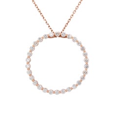 1.50 Carat Diamond Pave Large Ring Pendant Necklace 14 Karat in Stock