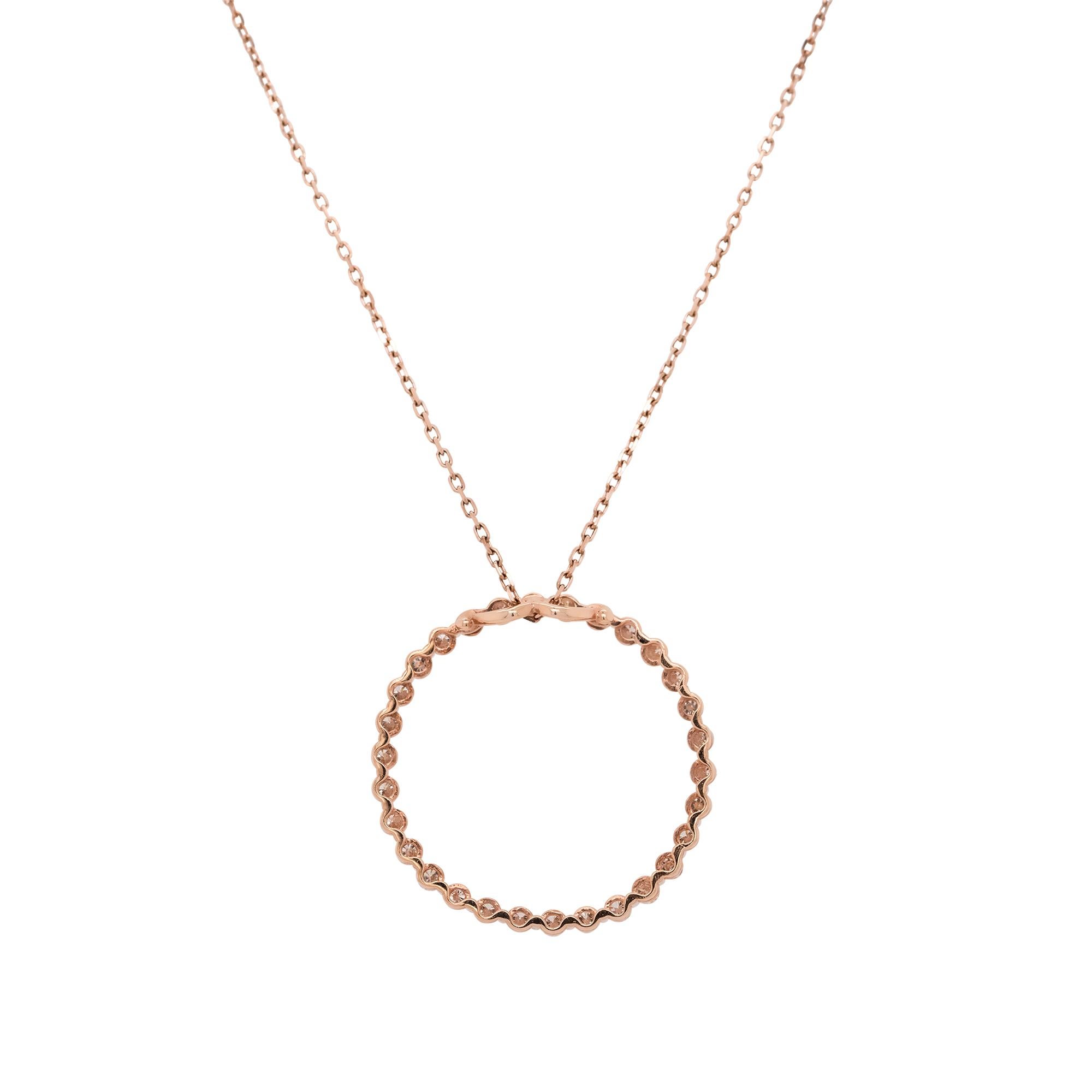 Women's 1.50 Carat Diamond Pave Large Ring Pendant Necklace 14 Karat in Stock For Sale