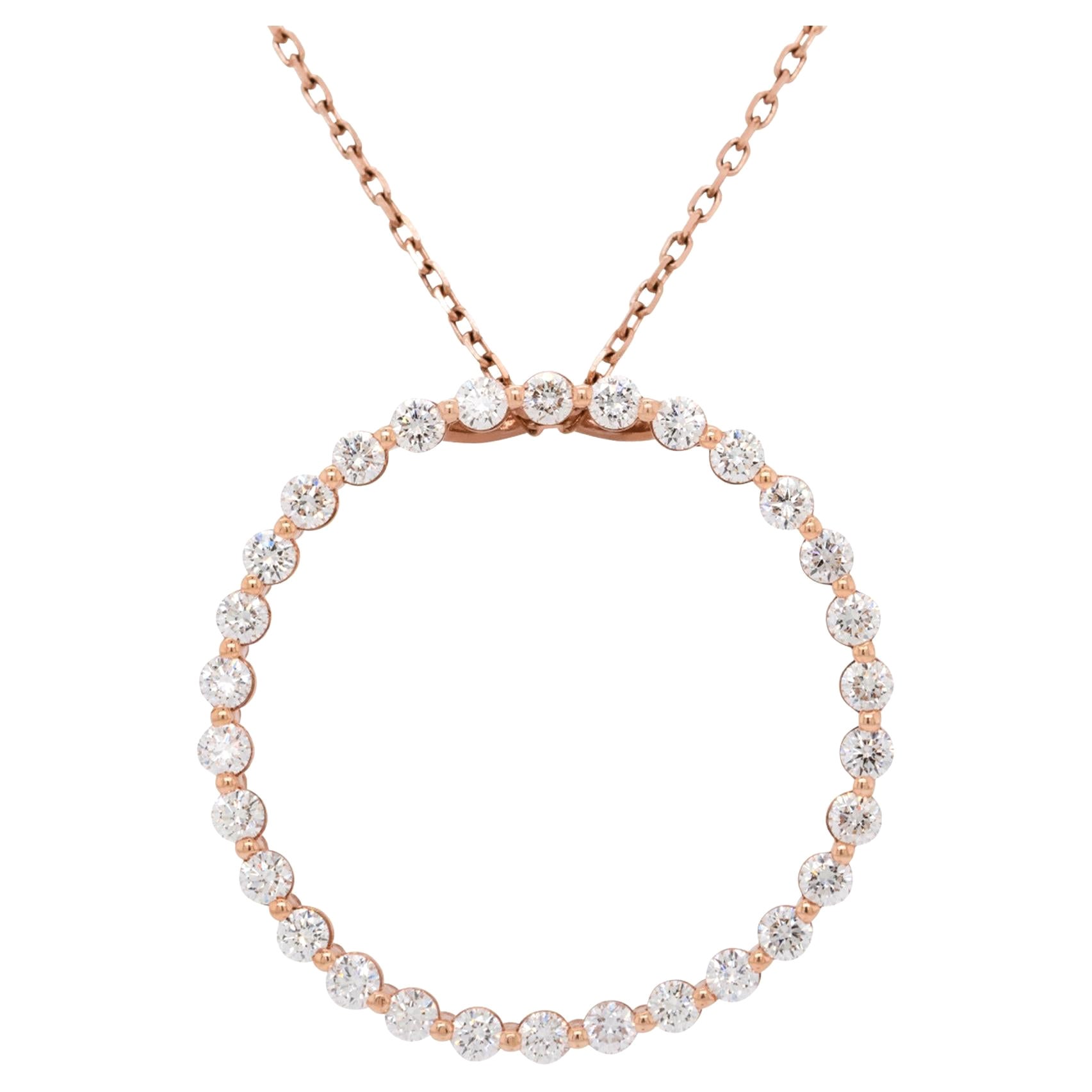 Collier pendentif grande bague en or 14 carats avec pavé de diamants de 1,50 carat