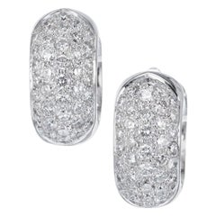 1.50 Carat Diamond Pave White Gold Huggie Hoop Earrings