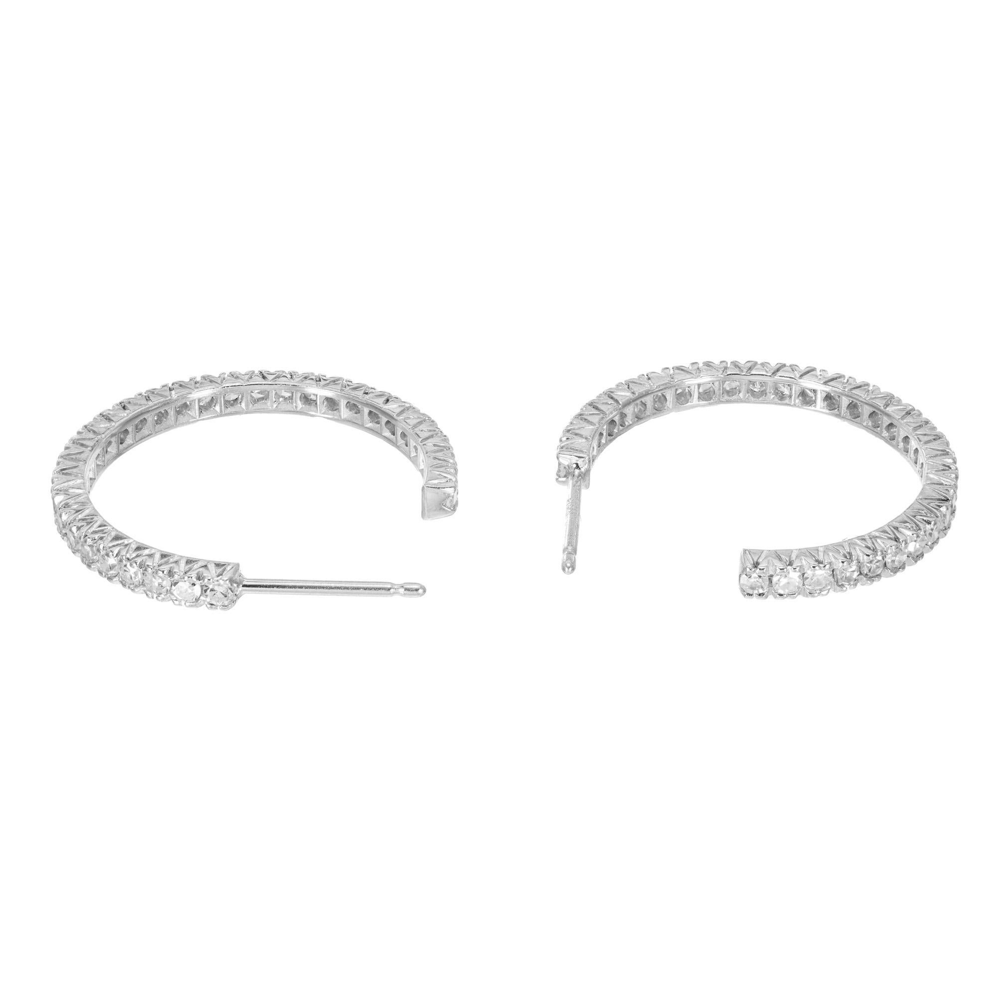 1,50 Karat Diamant-Platin-Creolen-Ohrringe  Damen im Angebot