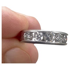 1.50 Carat Diamond Platinum Wedding Band Ring Retro
