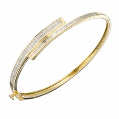 diamond princess bracelet 1.50 Carat Diamond Princess Baguette Gold Bangle Bracelet