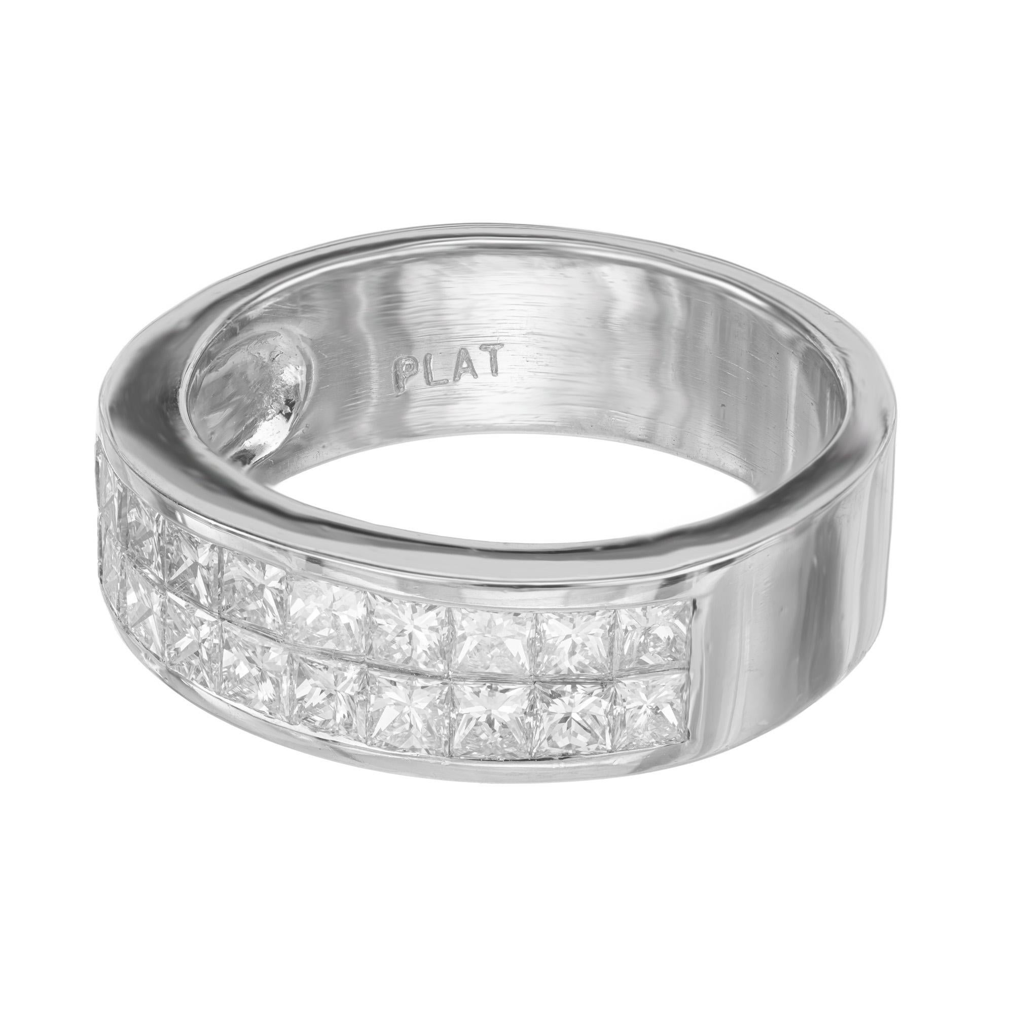 1,50 Karat Diamant Prinzessinnenschliff Zweireihiger Ehering aus Platin (Carréschliff) im Angebot