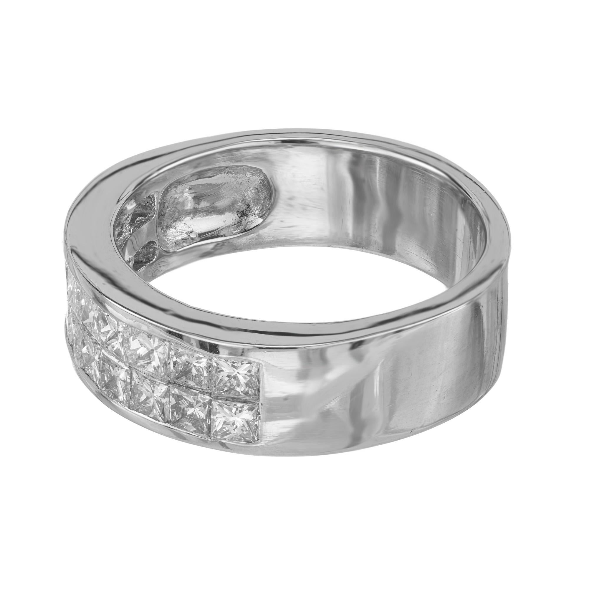1,50 Karat Diamant Prinzessinnenschliff Zweireihiger Ehering aus Platin Damen im Angebot
