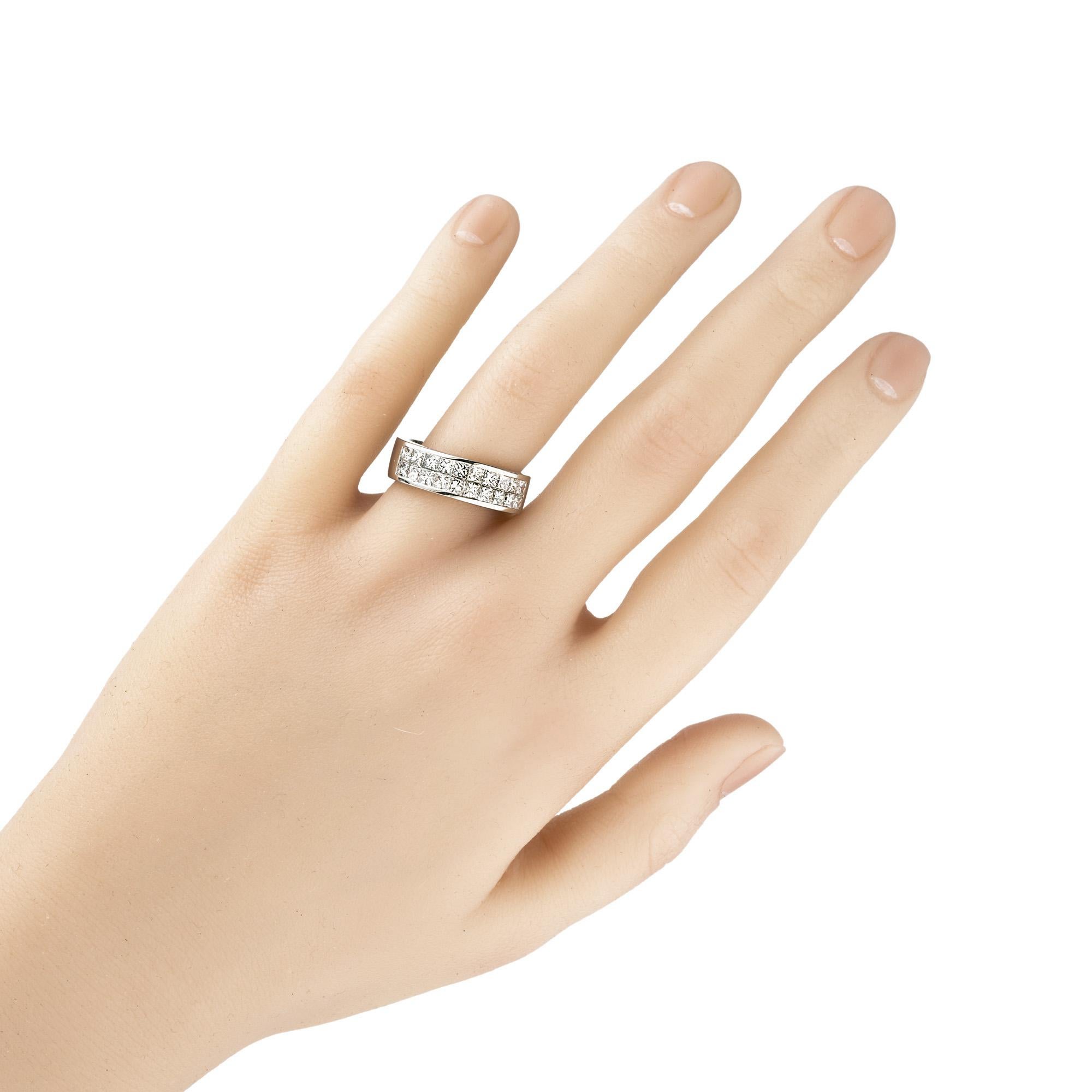 1,50 Karat Diamant Prinzessinnenschliff Zweireihiger Ehering aus Platin im Angebot 3