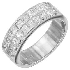 1.50 Carat Diamond Princess Cut Two-Row Wedding Band Platinum Ring