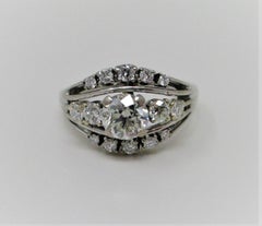 Retro 1.50ct Diamond Three Row Ring in 14k White Gold, Size 6