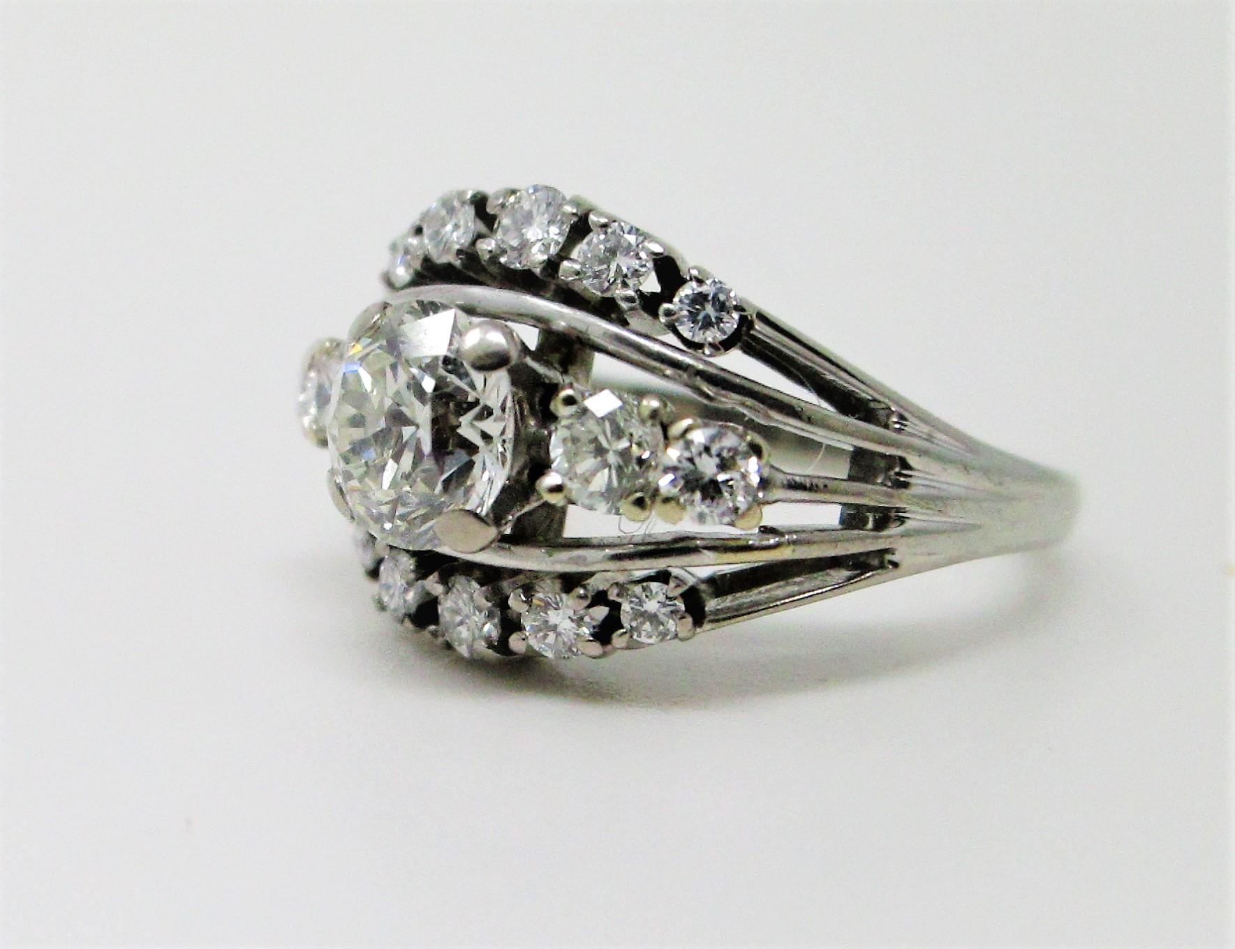 Women's or Men's 1.50 Carat Diamond Ring in 14 Karat White Gold For Sale