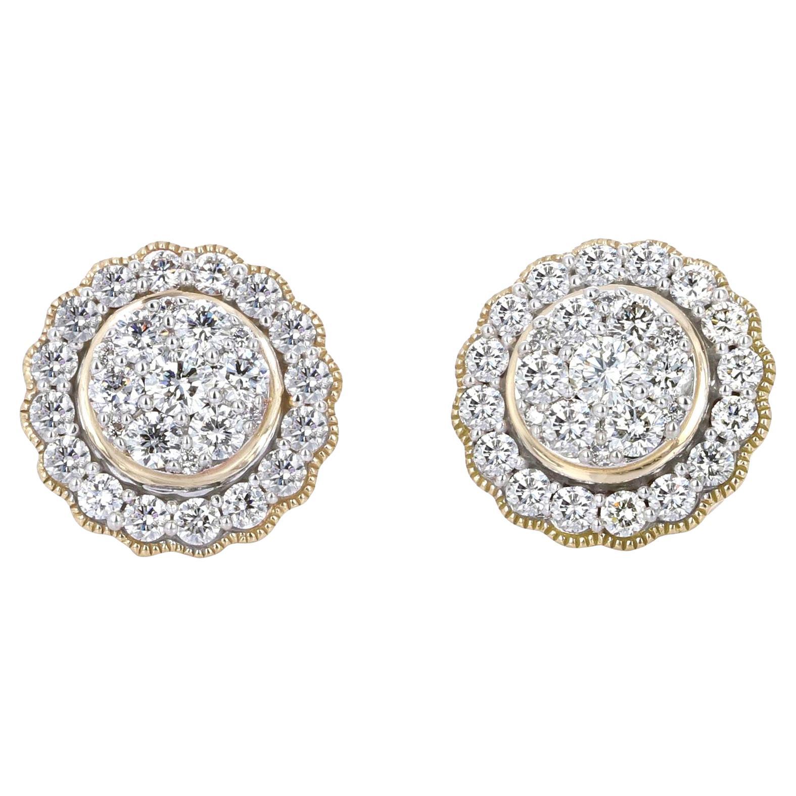 Boucles d'oreilles en diamants de 1,50 carat en vente