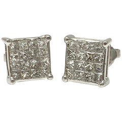 1.50 Carat Diamond Stud Earrings in White Gold