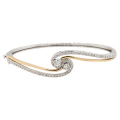 1.50 Carat Diamond Swirl Bangle Bracelet 14 Karat In Stock