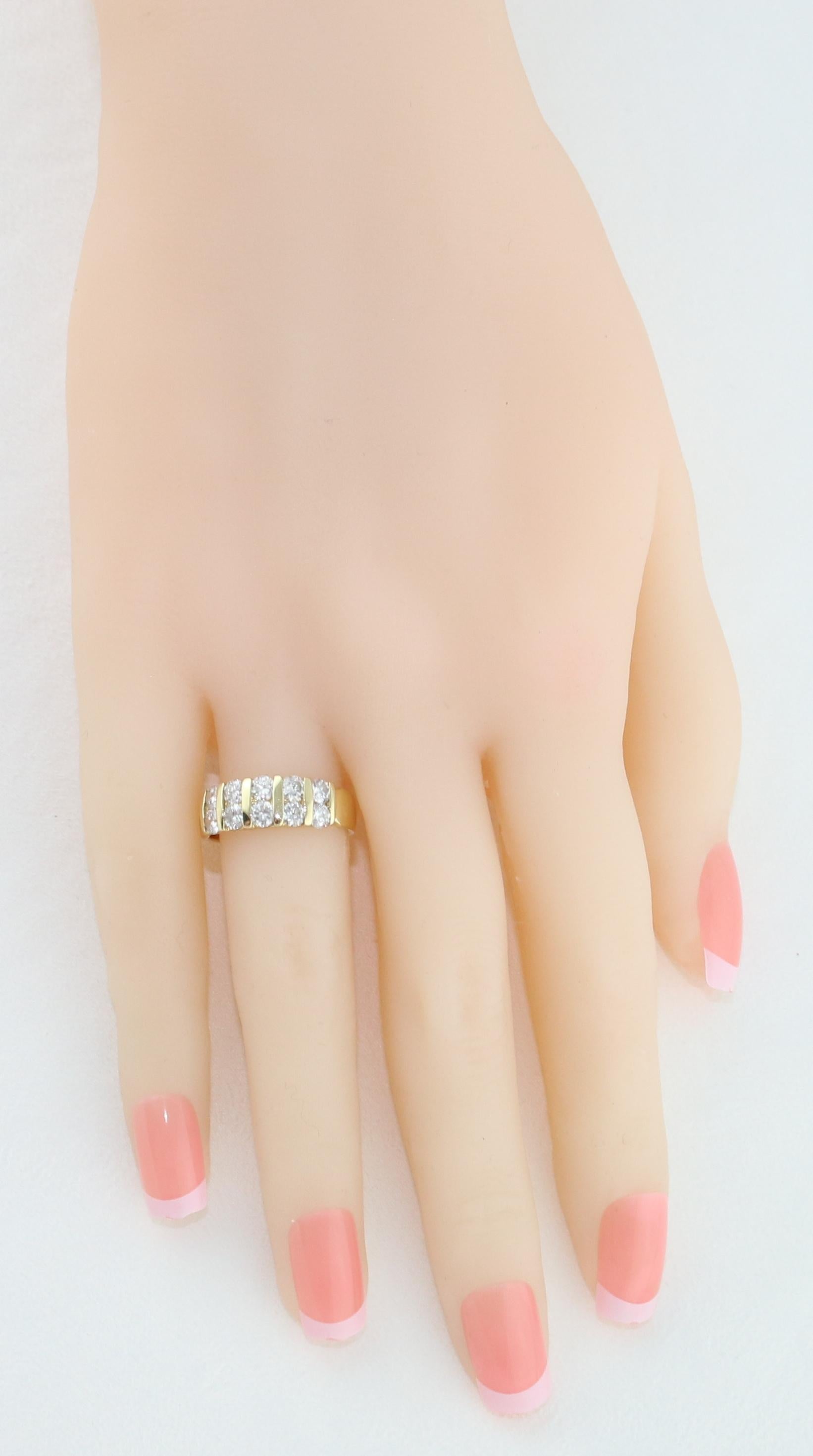 Contemporary 1.50 Carat Diamond Two-Row Gold Half Band Ring For Sale