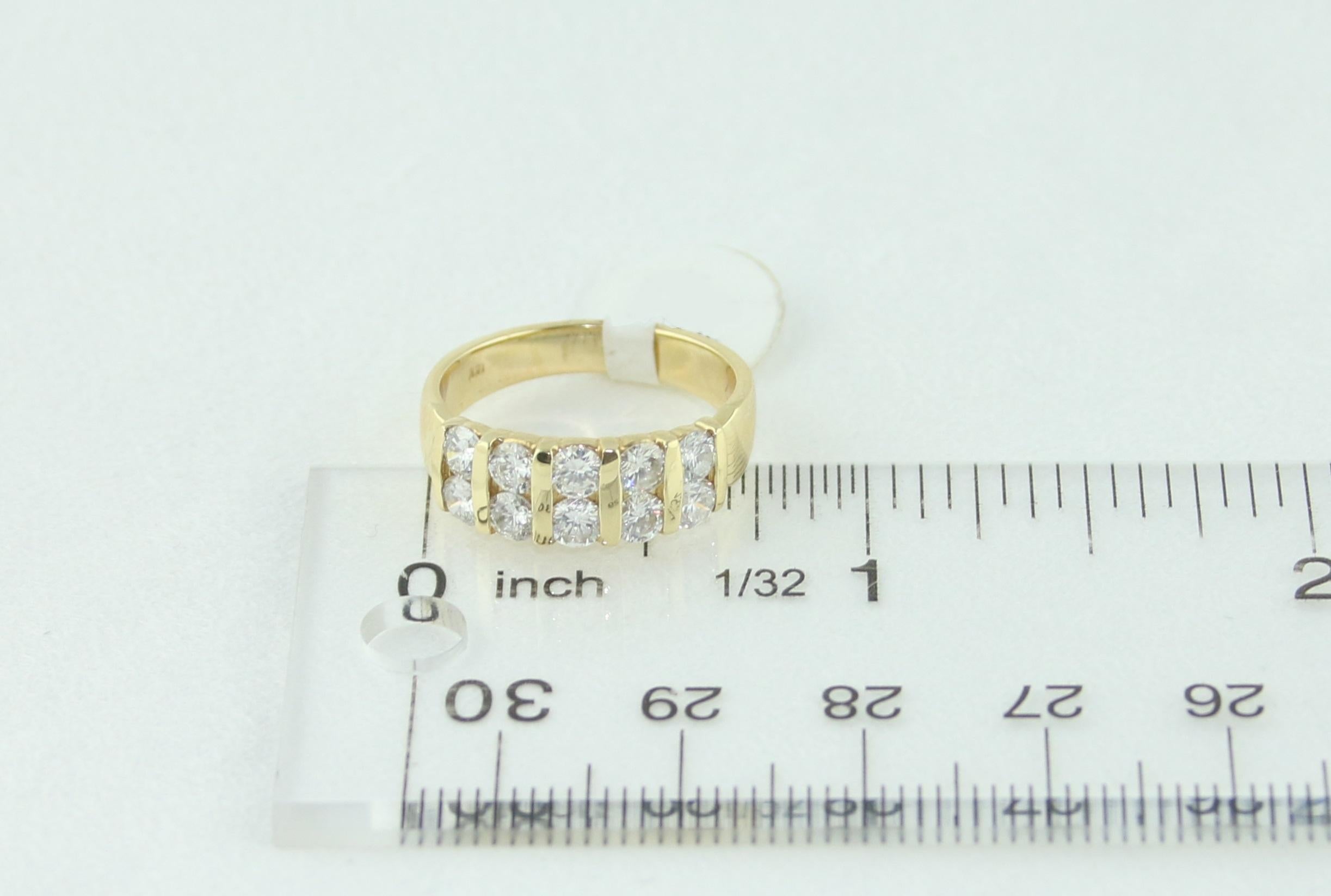 1.50 Carat Diamond Two-Row Gold Half Band Ring In New Condition For Sale In New York, NY
