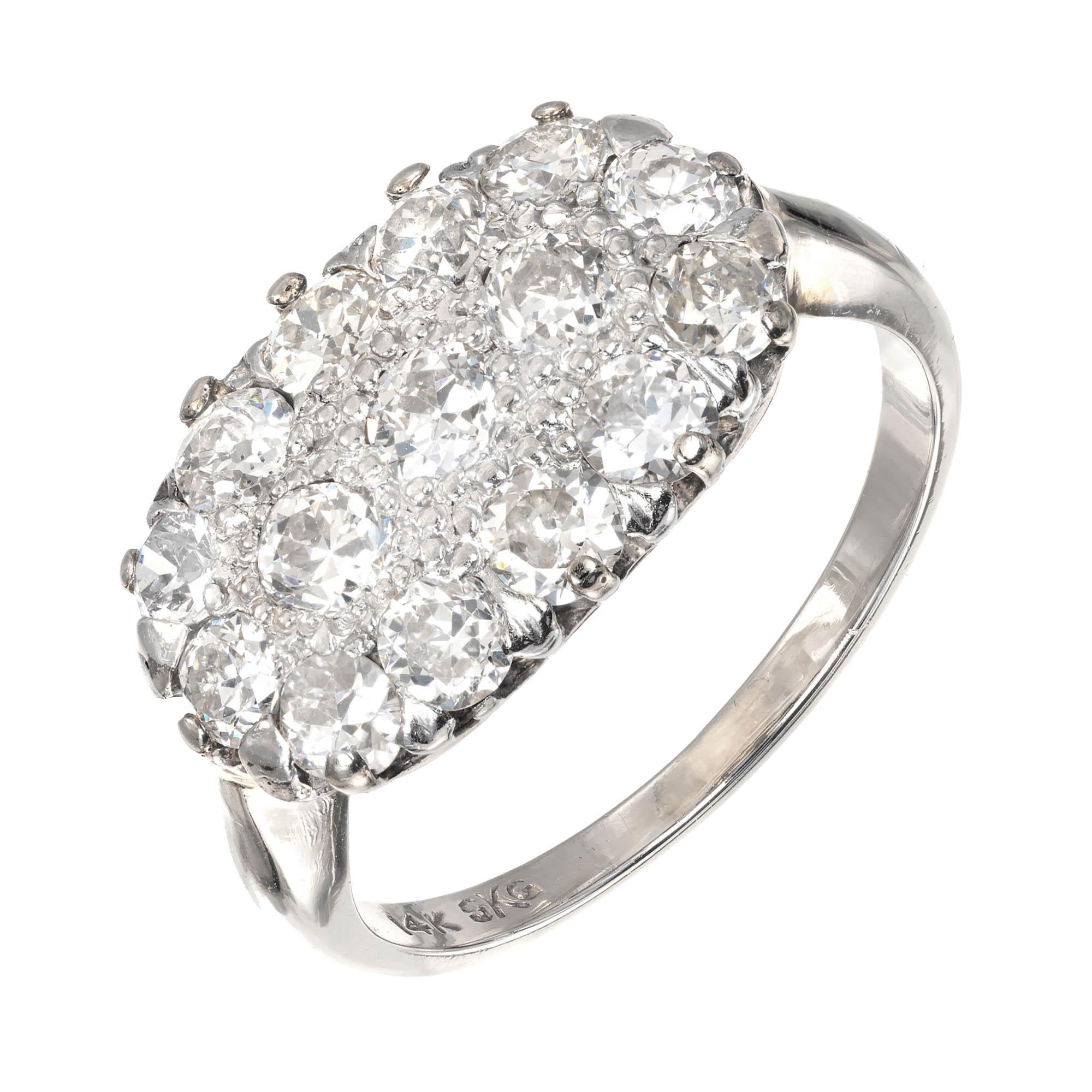 1.50 Carat Diamond White Gold Cluster Cocktail Ring