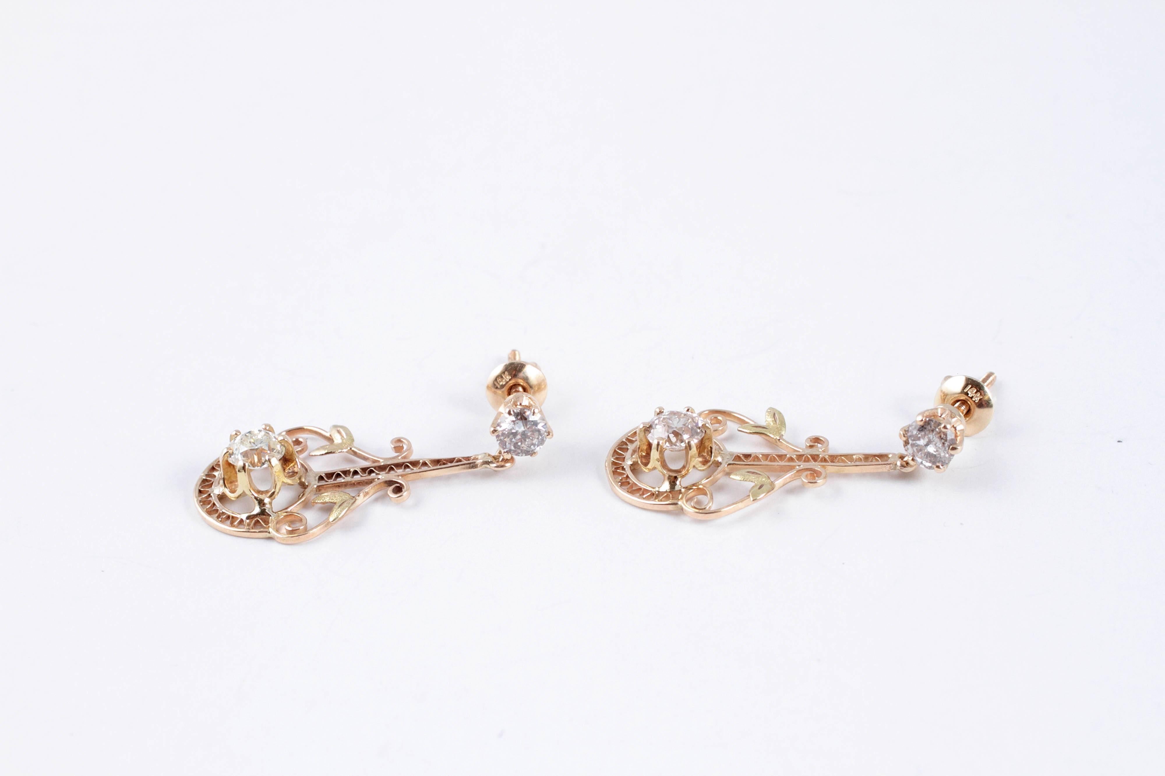 Women's 1.50 Carat Diamond Yellow Gold Earrings