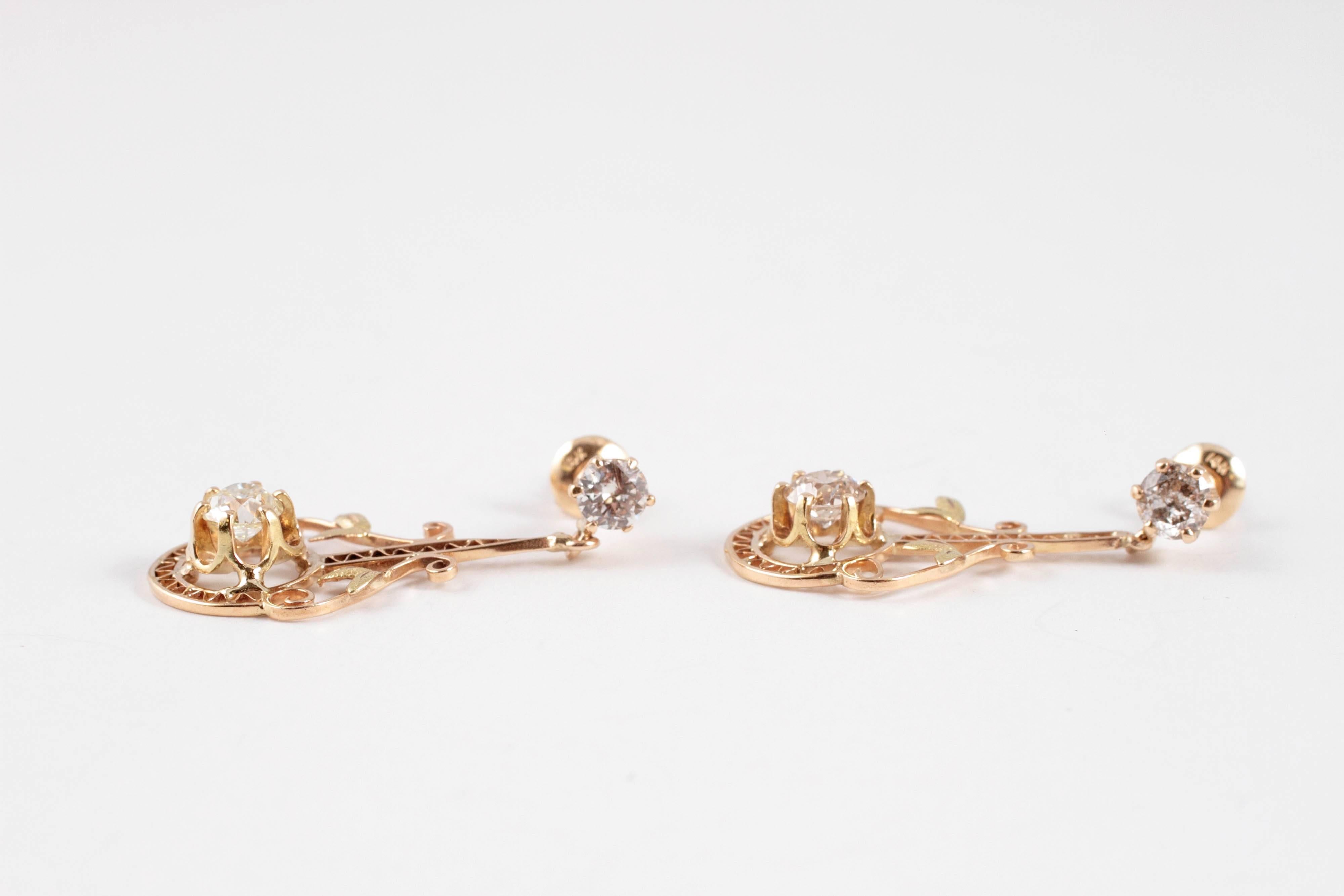 1.50 Carat Diamond Yellow Gold Earrings 1