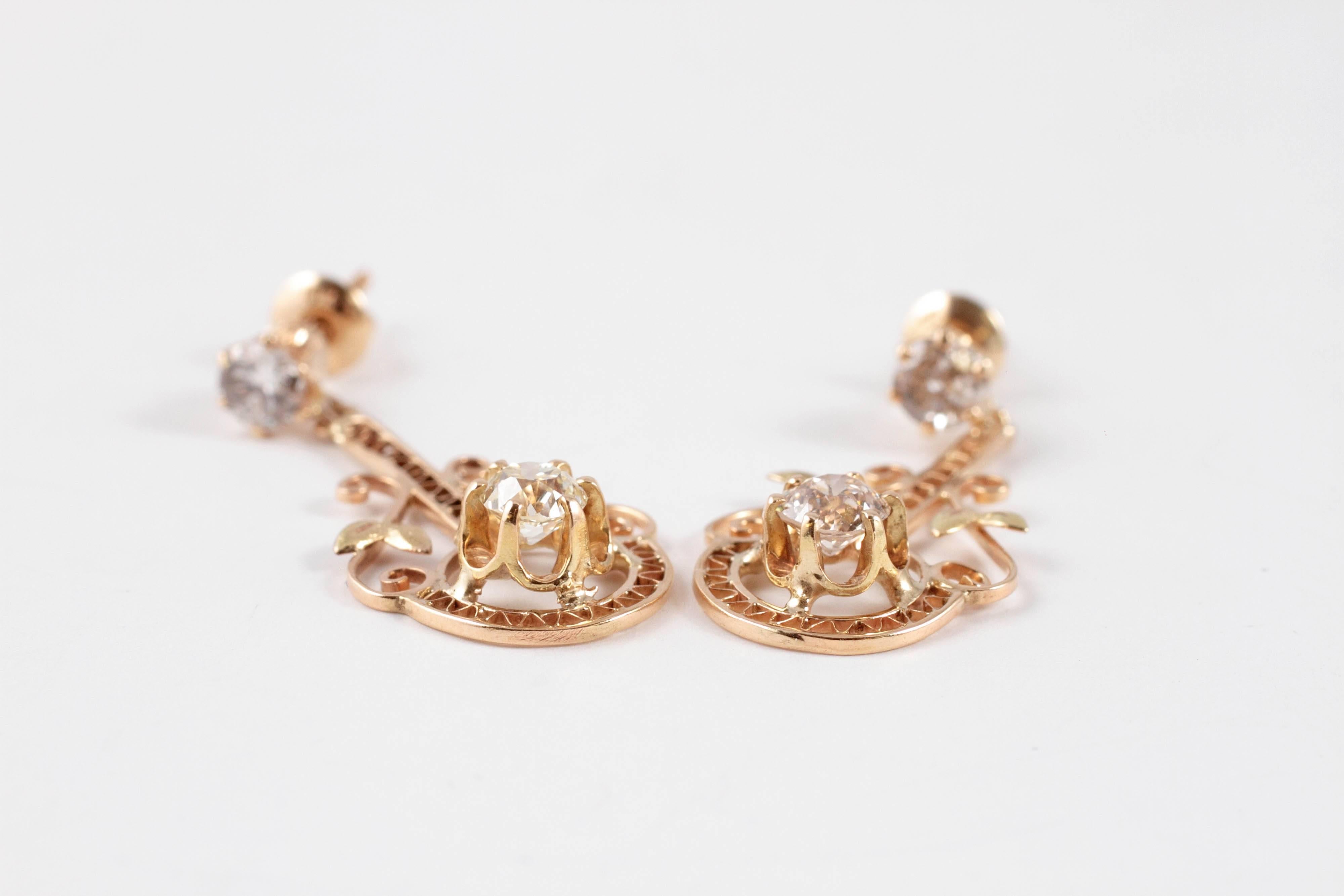 1.50 Carat Diamond Yellow Gold Earrings 2