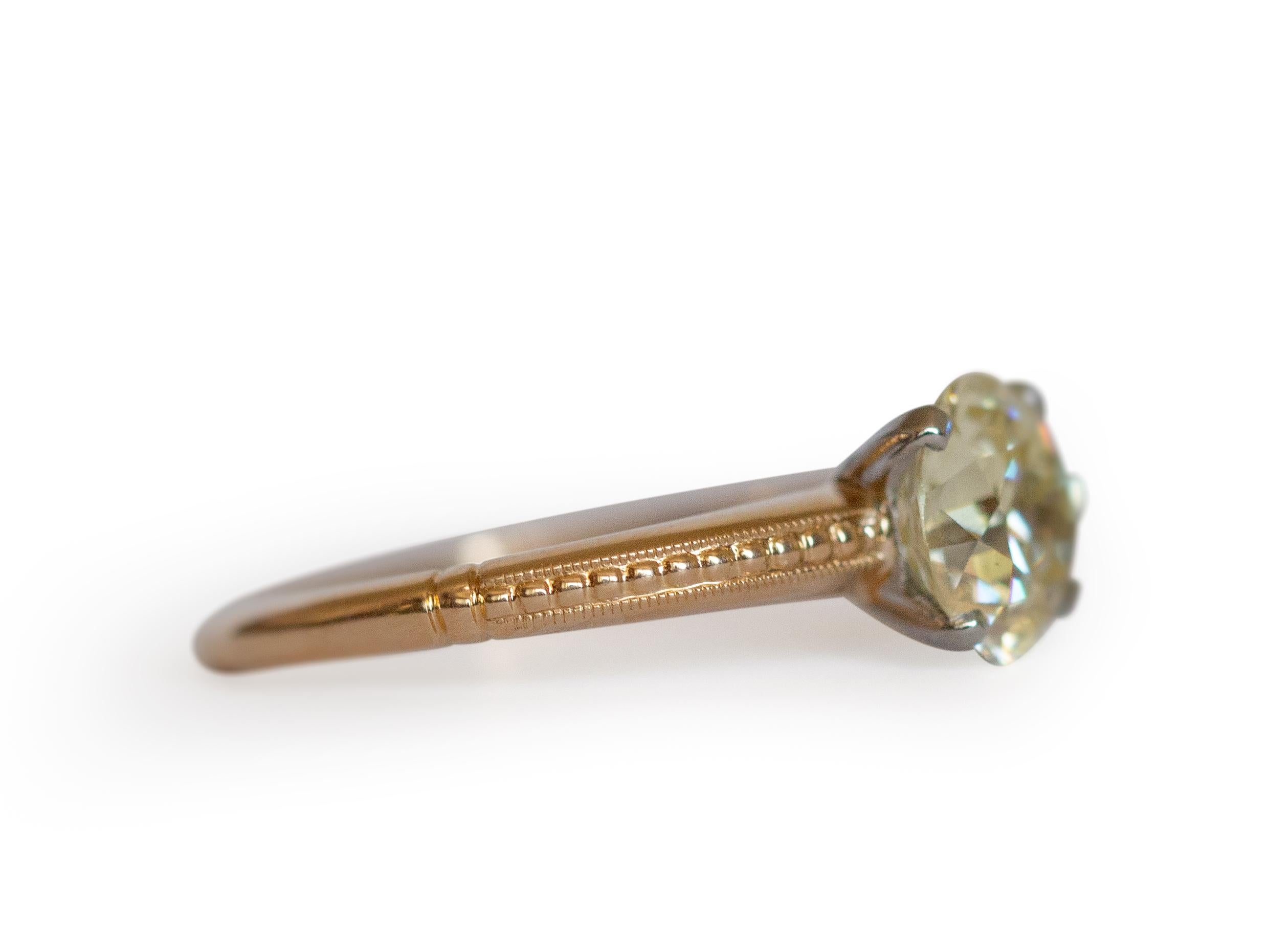 Anillo de compromiso de oro amarillo con diamante de 1,50 quilates Art Decó en venta