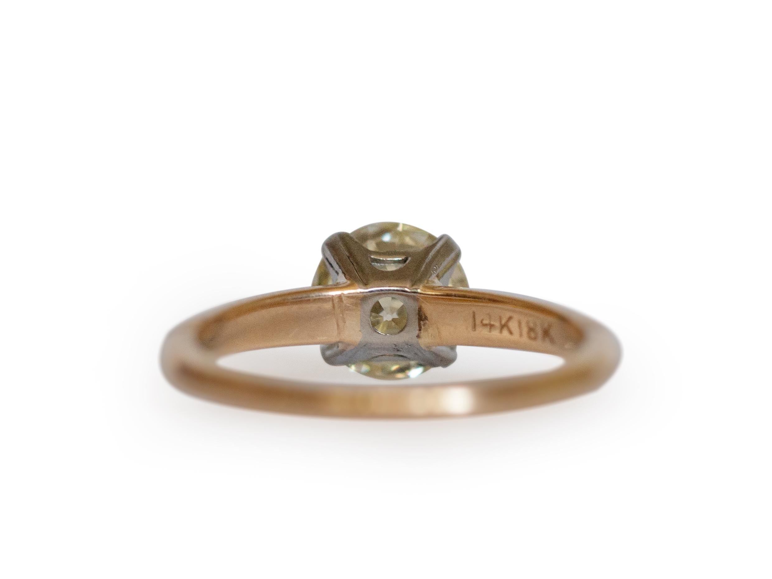 Anillo de compromiso de oro amarillo con diamante de 1,50 quilates Corte europeo antiguo en venta