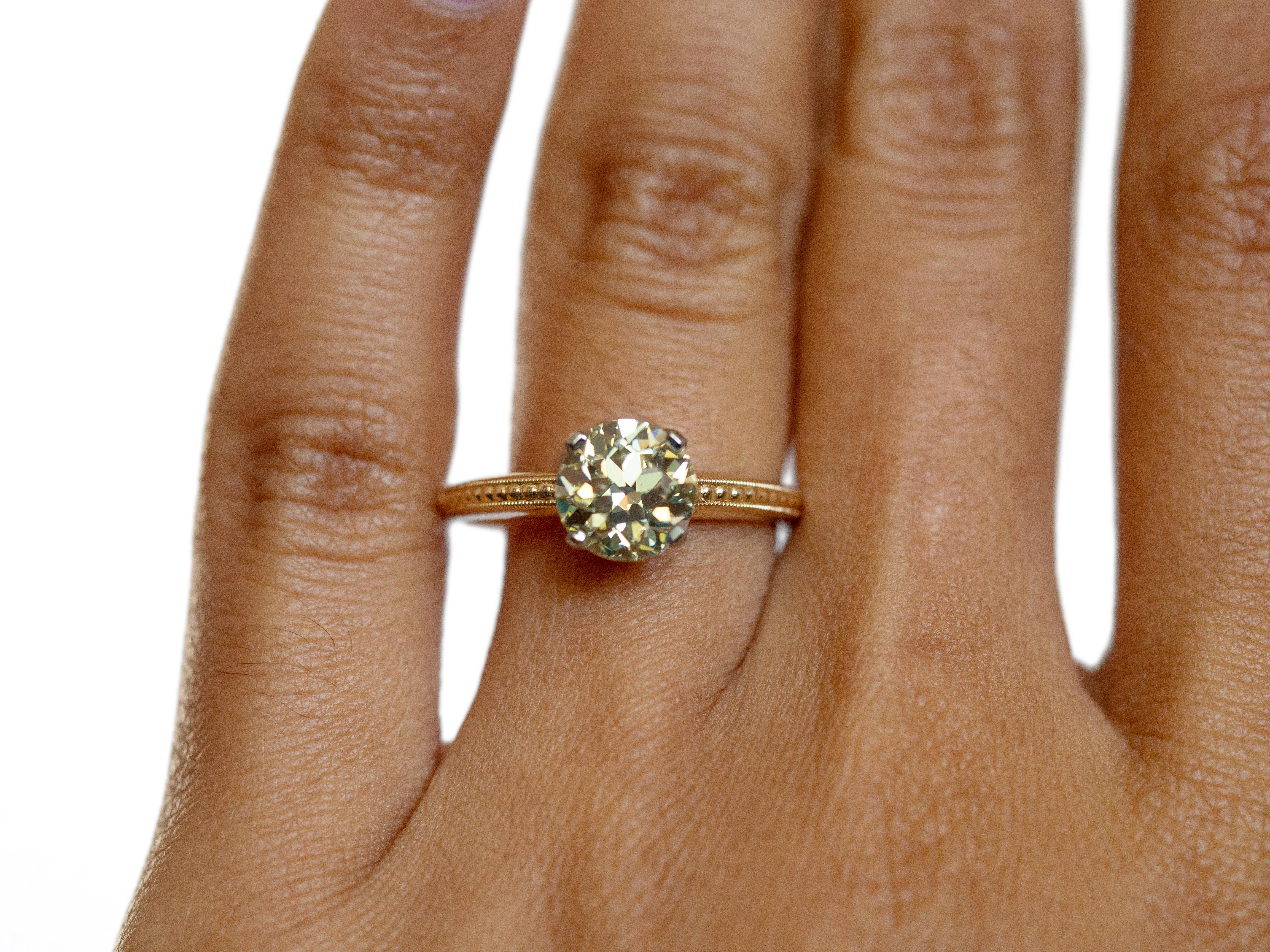 Women's or Men's 1.50 Carat Diamond Yellow Gold Engagement Ring For Sale