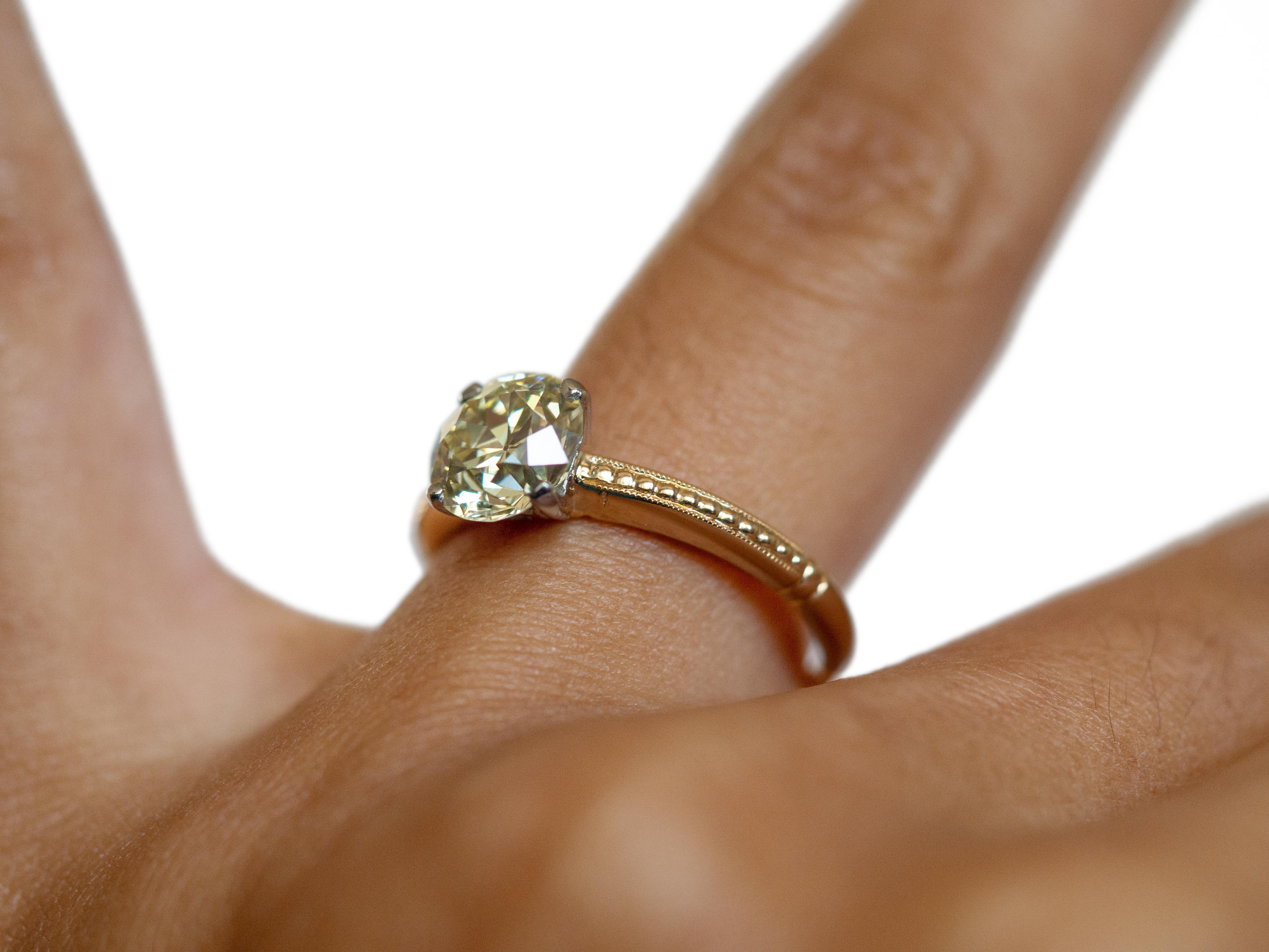 1.50 Carat Diamond Yellow Gold Engagement Ring For Sale 1