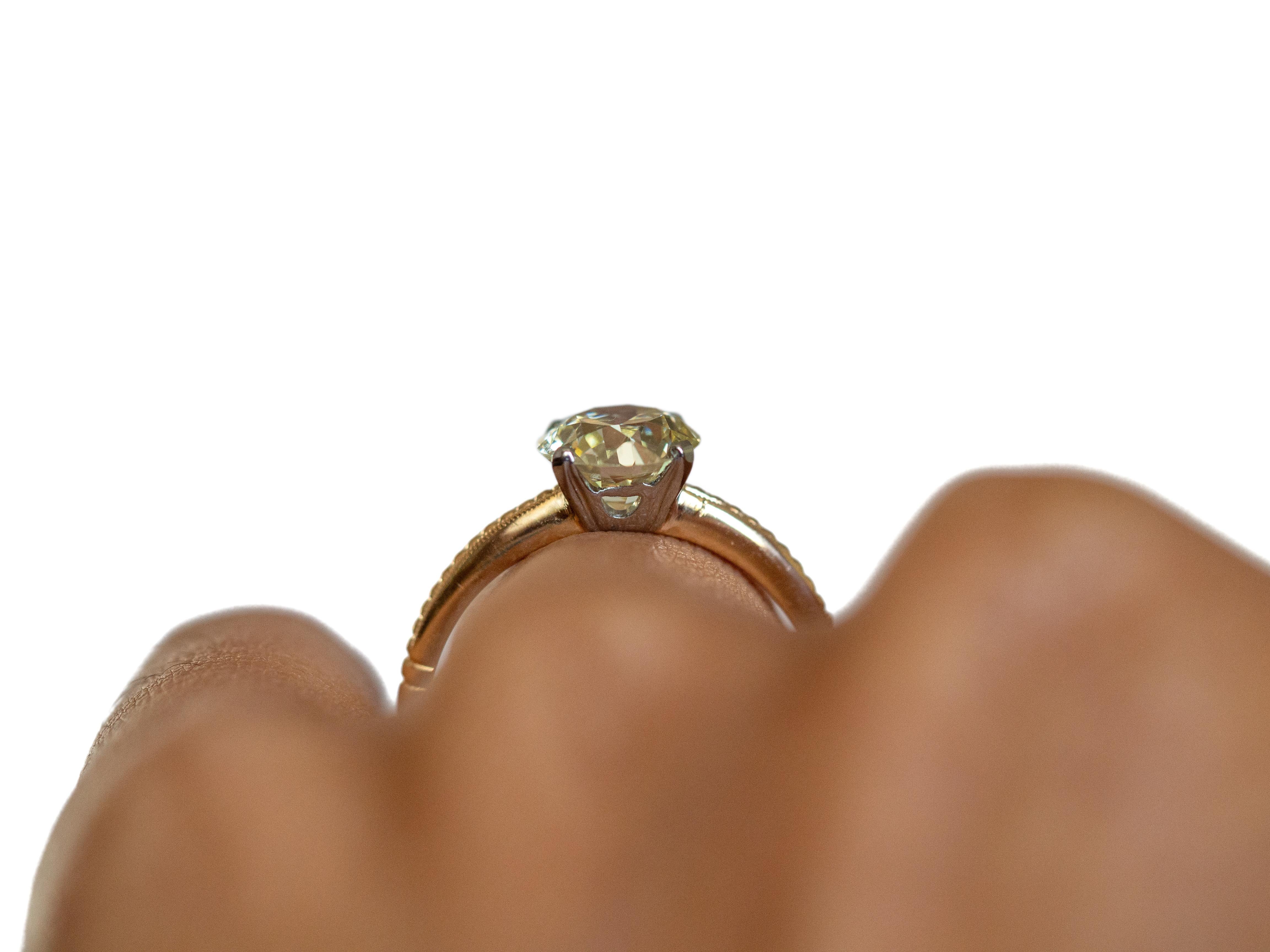 1.50 Carat Diamond Yellow Gold Engagement Ring For Sale 2