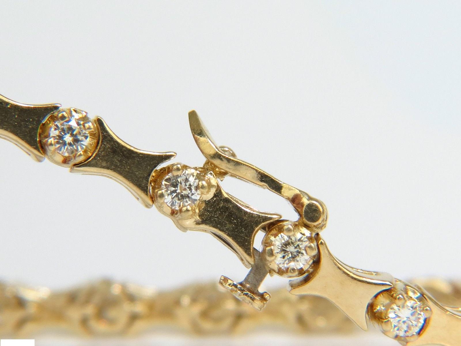 1.50 Carat Diamonds Deco Bone Link Bracelet 14 Karat Full Cut Brilliants In Excellent Condition In New York, NY