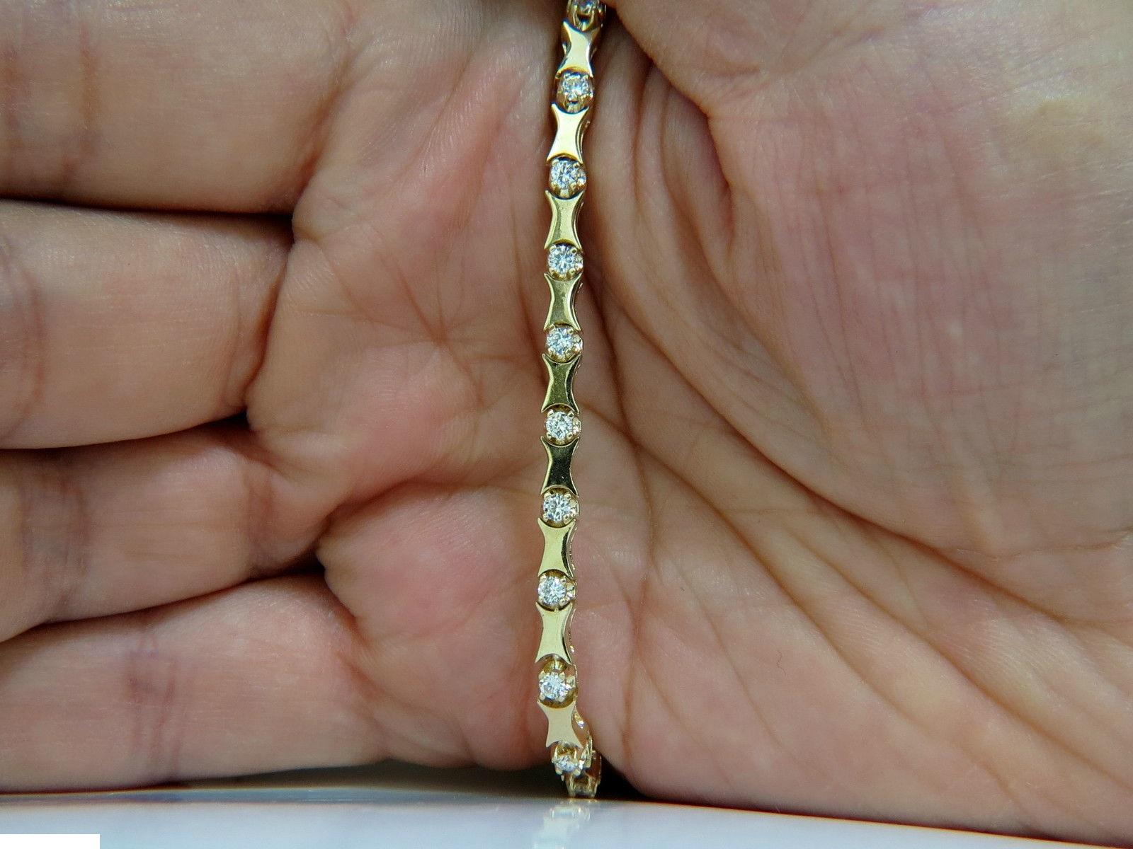 1.50 Carat Diamonds Deco Bone Link Bracelet 14 Karat Full Cut Brilliants 2