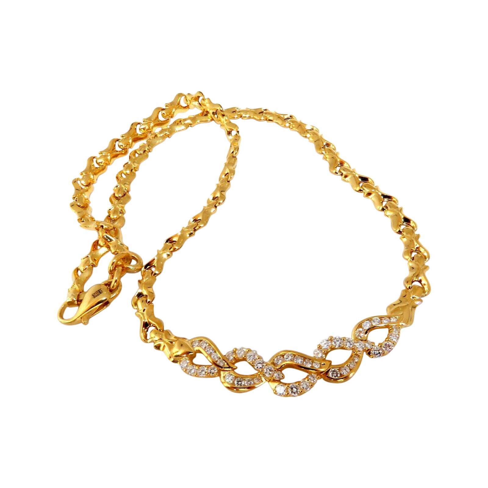 1.50 Carat Diamonds Interlinked 18 Karat Gold Necklace