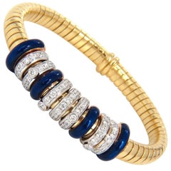1.50 Carat Diamonds Ladies Accordion Bangle Bracelet Floating Rings 18 Karat*