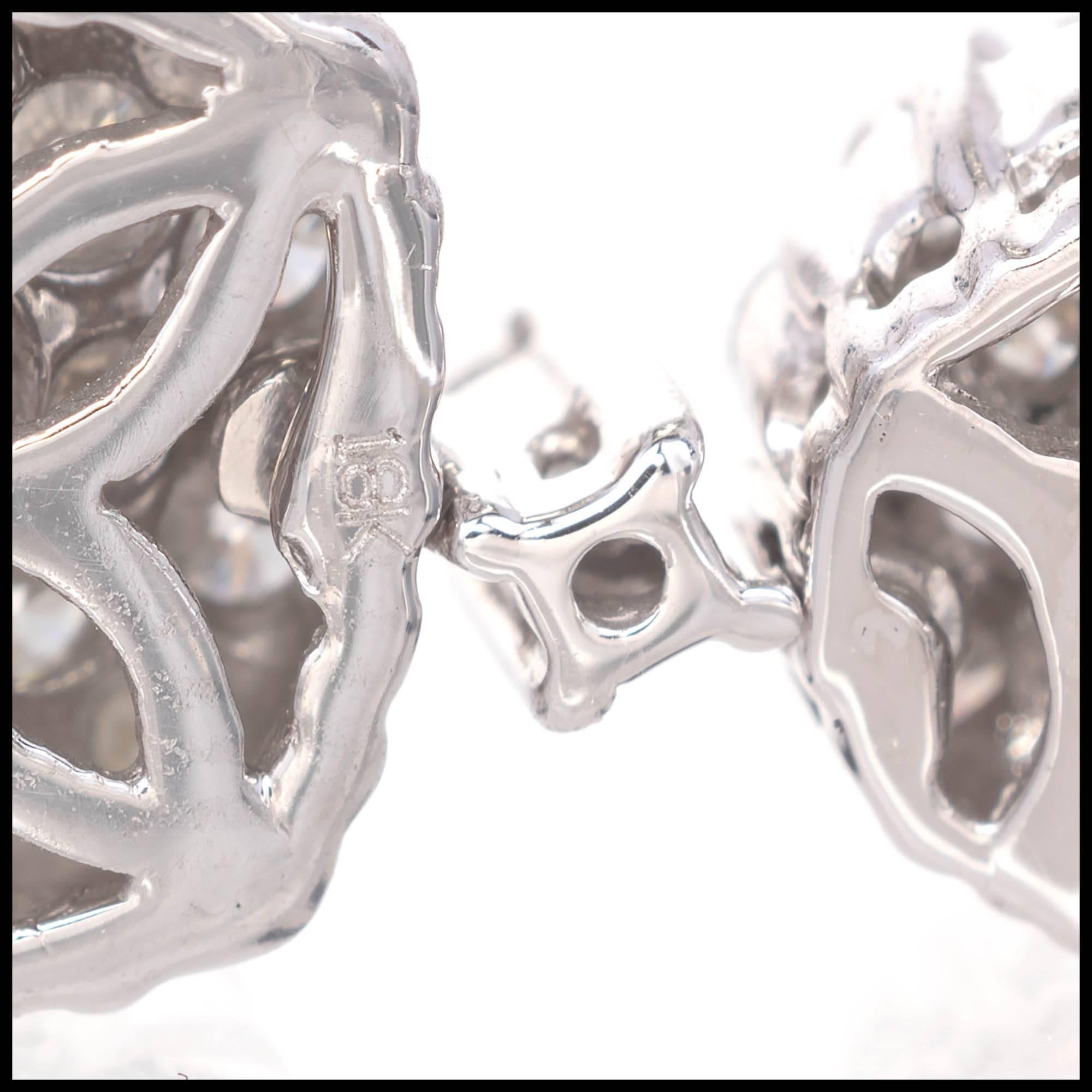 Women's 1.50 Carat Double Diamond Gold Cluster Dangle Earrings For Sale
