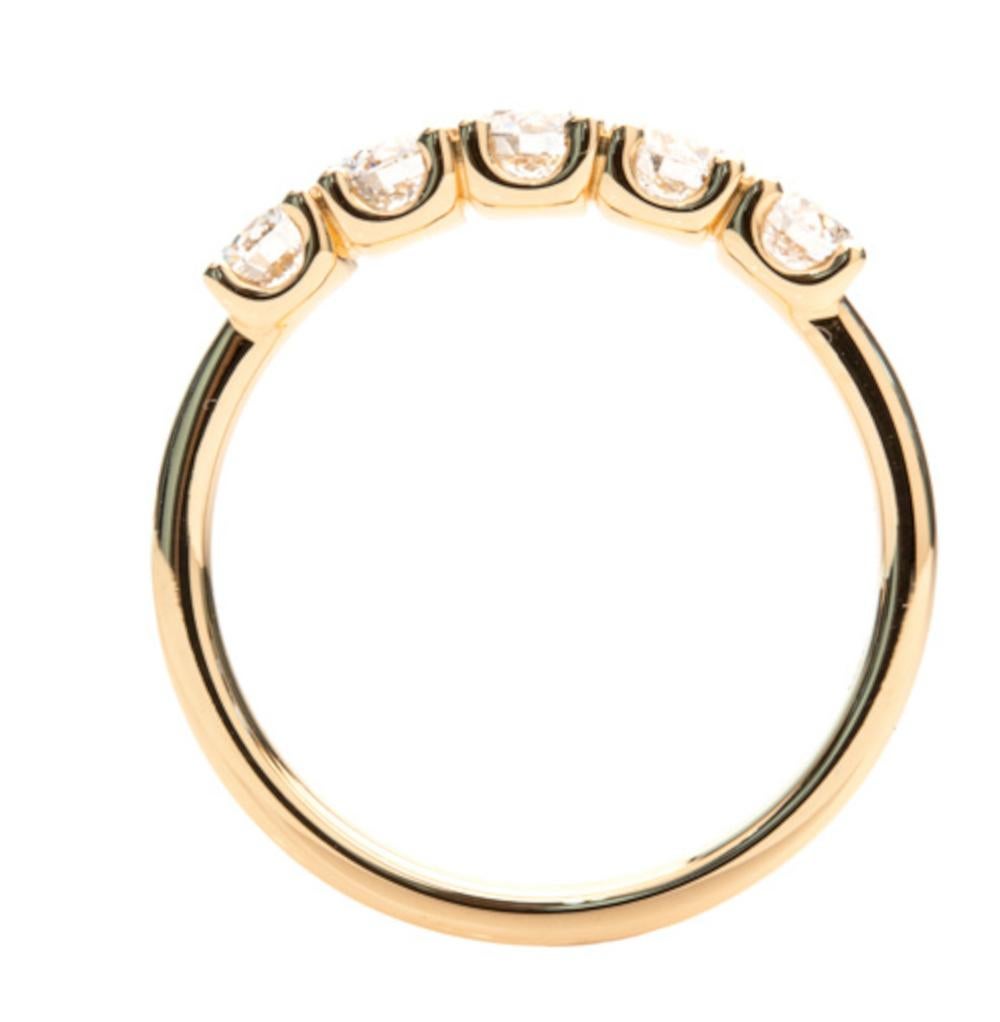 Brilliant Cut 1.50 Carat E-F SI Diamonds 18K White Gold 5 Stones Band Ring Easy Comfort For Sale