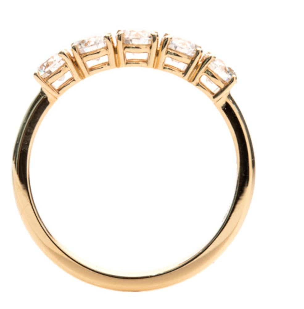 Brilliant Cut 1.50 Carat E-F VS Diamonds 18K White Gold 5 Stones Classic Half Band Ring For Sale