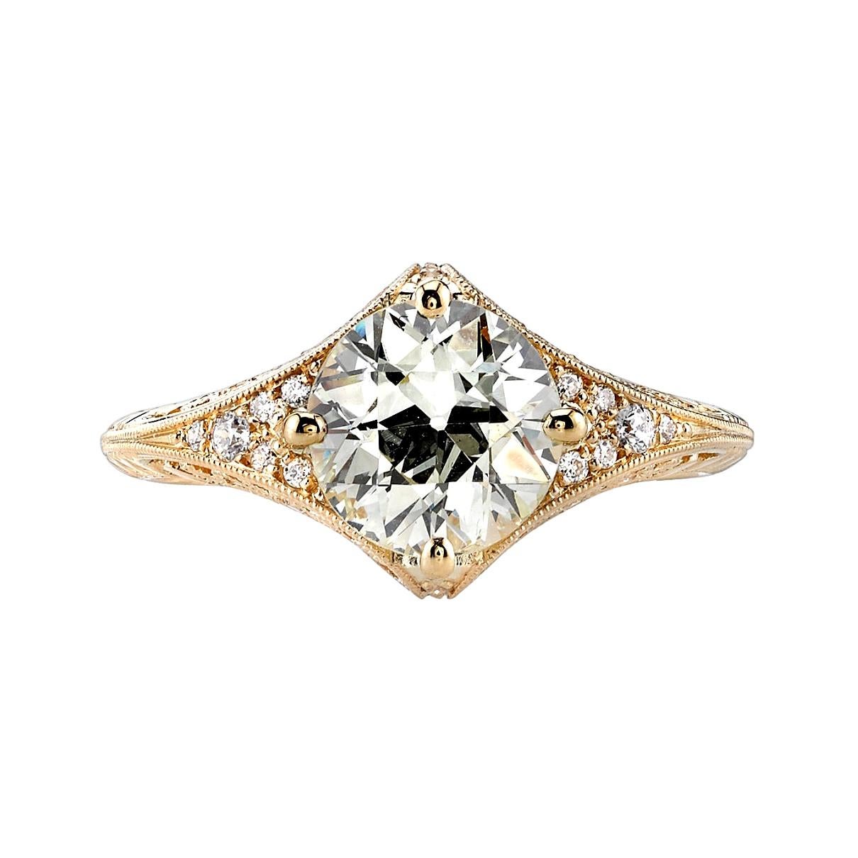 1.50 Carat Old European Cut Diamond Set in a Handcrafted 18K Yellow Gold Ring