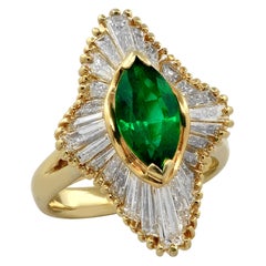 1.50 Carat Emerald and Diamond Ballerina Ring