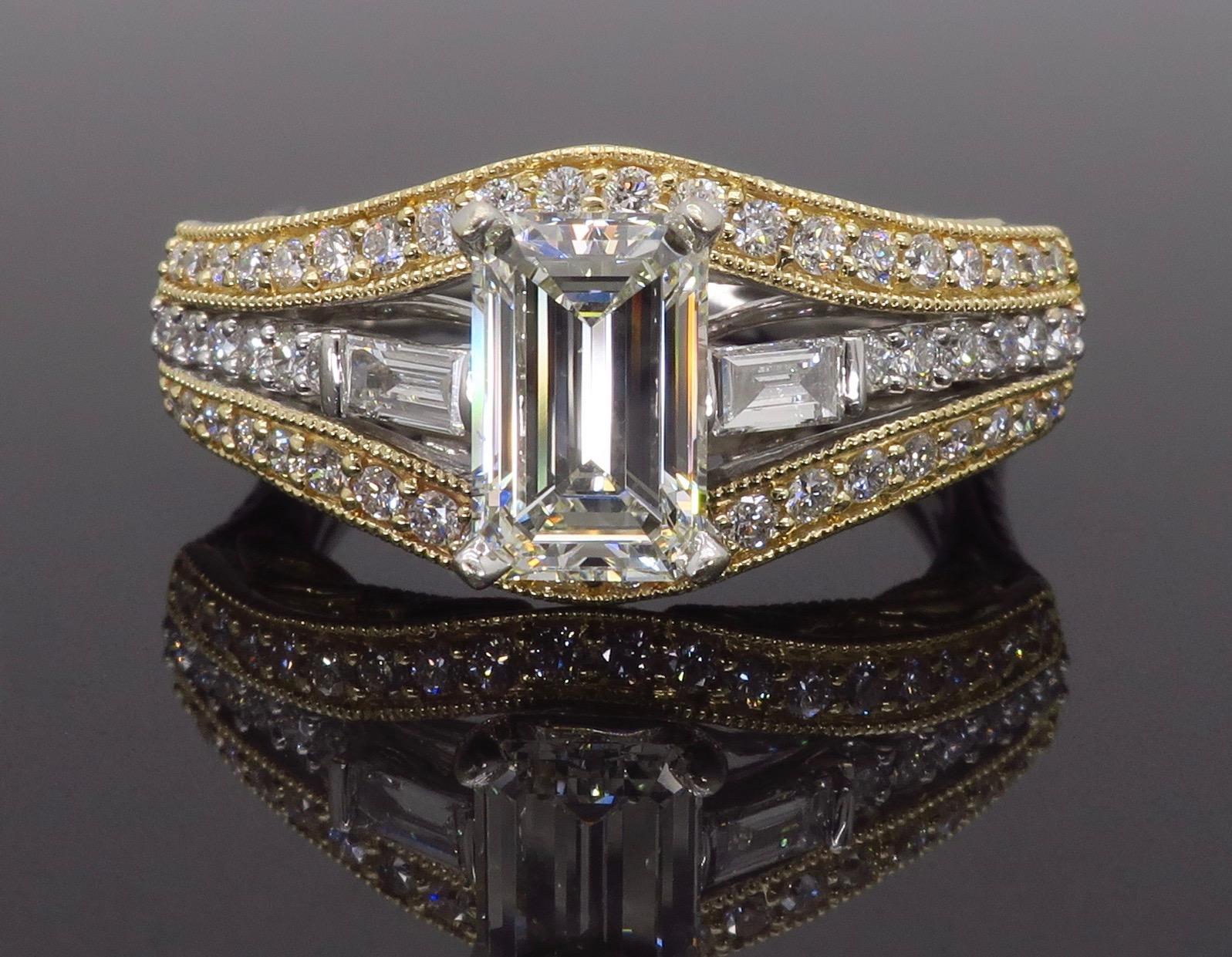 1.50 Carat Emerald Cut Diamond Ring In Excellent Condition In Webster, NY
