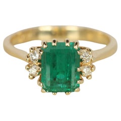 1.50 Carat Emerald Cut Emerald & Diamond Cocktail Ring in Yellow Gold