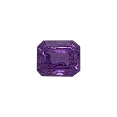 1.50 Carat Emerald Shape Premium Purple Color Sapphire GIA Certified Unheated