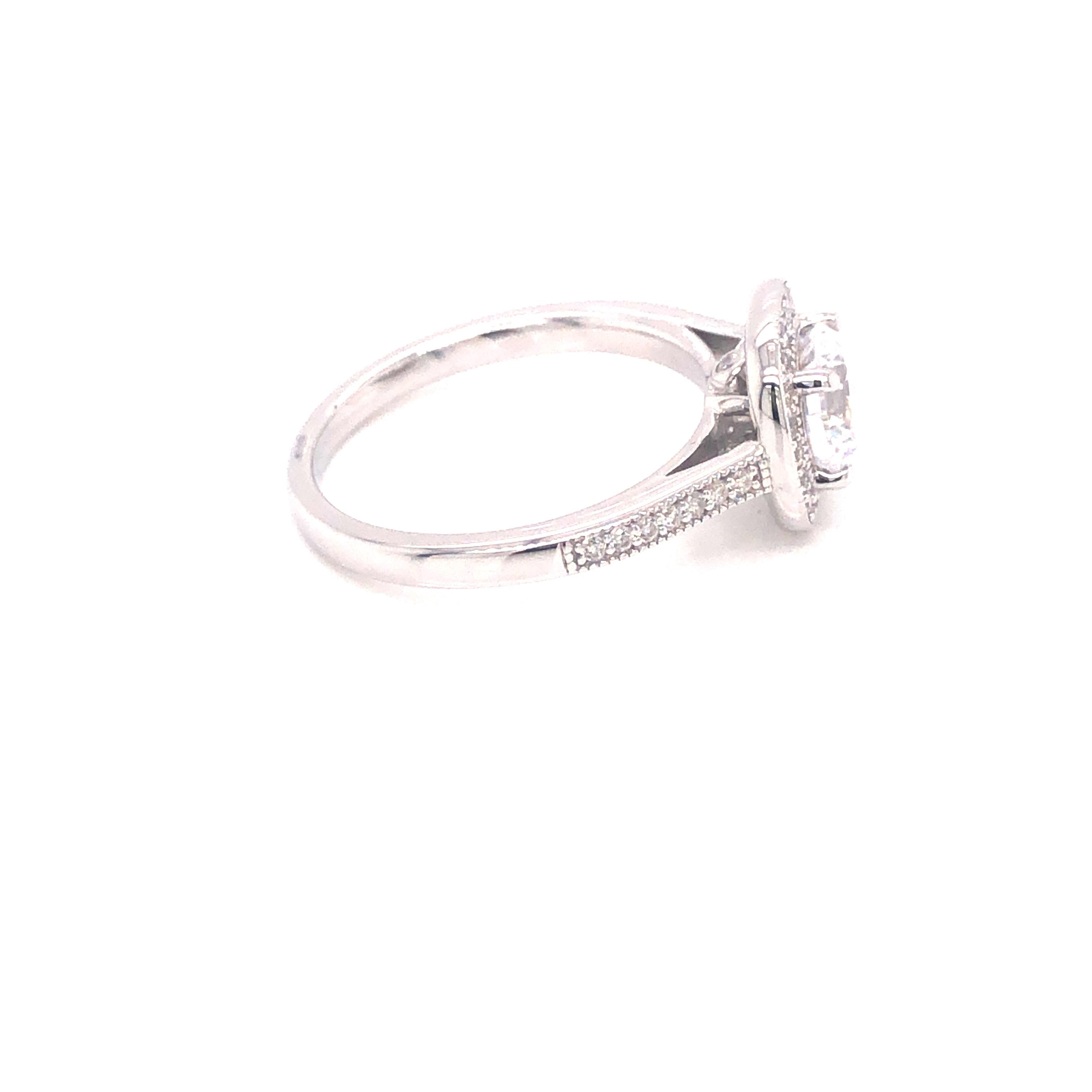 Art Deco 1.50 Carat Cubic Zirconia Erin Designer Classic Halo Engagement Promise Ring For Sale