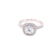 1.50 Carat Cubic Zirconia Erin Designer Classic Halo Engagement Promise Ring