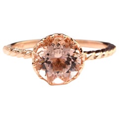 Exquisita Morganita Natural de 1,50 Quilates Anillo de Oro Rosa Macizo de 14 Kilates