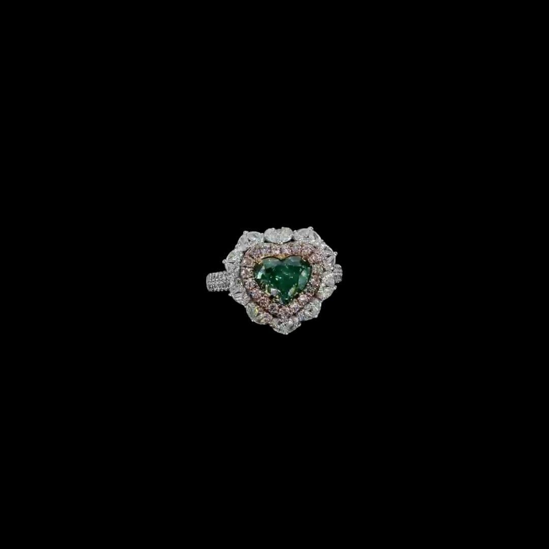 1.50 Carat Fancy Grayish Greenish Yellow Diamond Ring SI1 Clarity GIA Certified For Sale 2