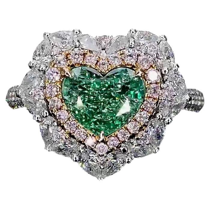 Bague fantaisie en diamant vert de 1,50 carat, pureté SI, certifiée AGL