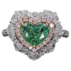 Bague fantaisie en diamant vert de 1,50 carat, pureté SI, certifiée AGL